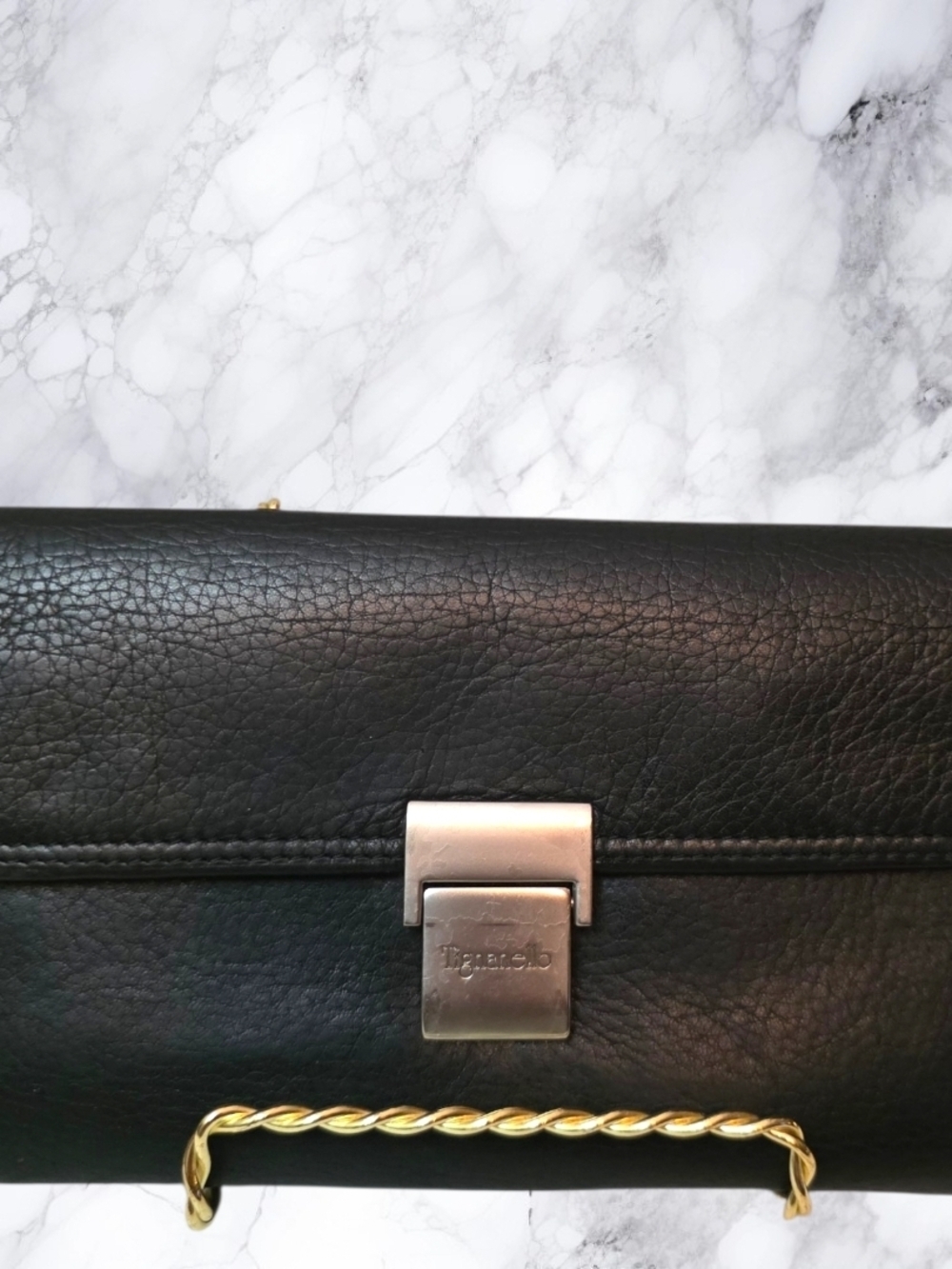 Vintage Tignanello Black Leather Wallet Snap Flap Soft Glove Leather Large Long